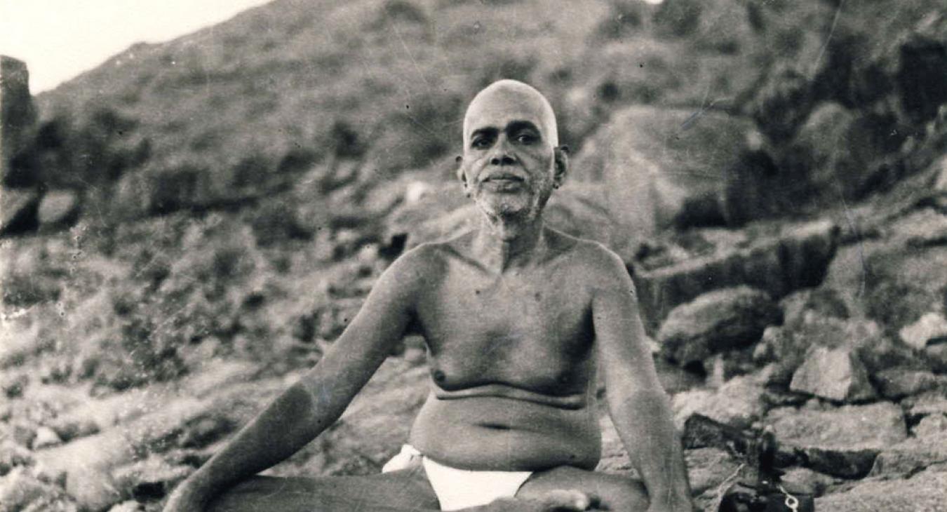 Sri Ramana Maharshi meditating